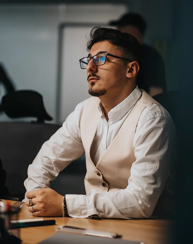 Person in a finance presentation at work