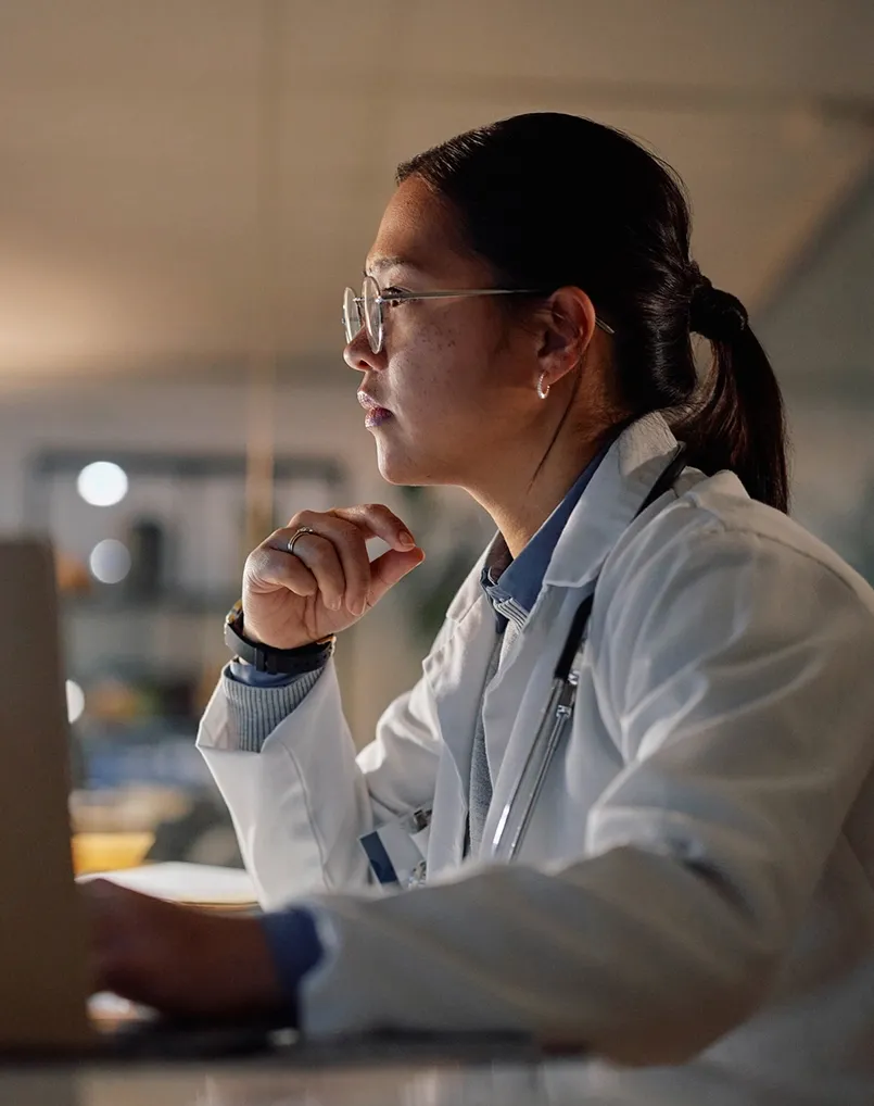 Medical practitioner processing research in lab